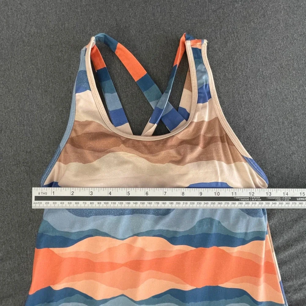 Freedom Trail Kyodan Dress Women M Multicolor Wavy Print Active Built-in Bra - Picture 9 of 9